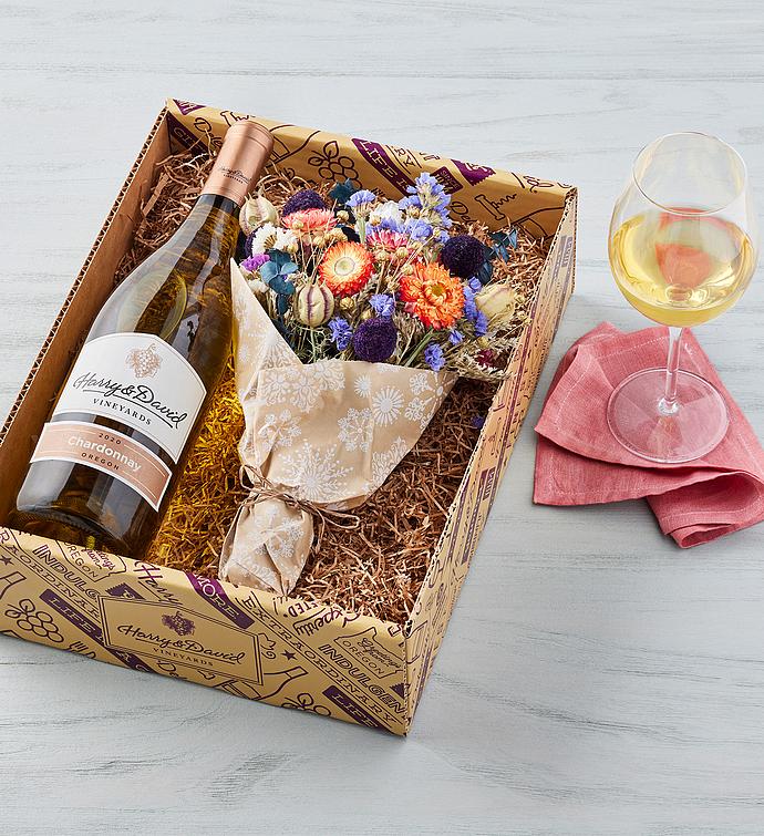 Dried Bouquet and Wine Gift 
